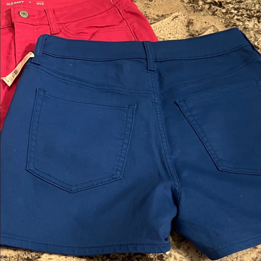 Set of 2 Old Navy Women's Brand New Pink and Deep Blue Jean Shorts - Picture 8 of 9